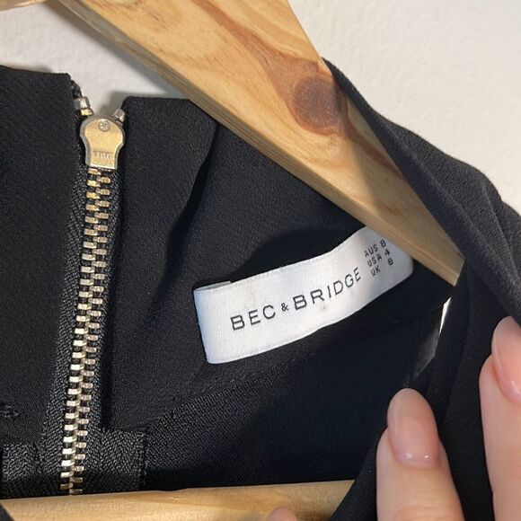 EUC Bec + Bridge Black High Neck Peek A Boo Mini Dress US 4 - Picture 4 of 13